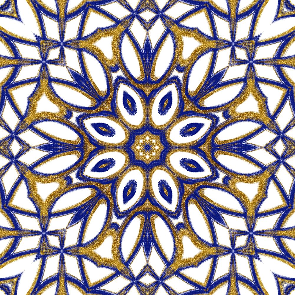 Wall Art Painting id:459882, Name: Gold Blue Vintage Tile IV, Artist: Haase, Andrea