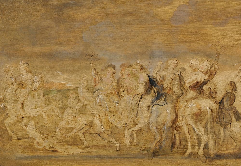 Wall Art Painting id:745248, Name: A Hawking Party, Artist: Rubens, Peter Paul