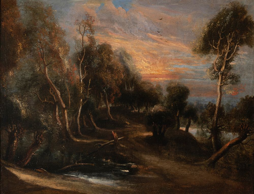 Wall Art Painting id:745252, Name: A Wooded Landscape at Sunset, Artist: Rubens, Peter Paul