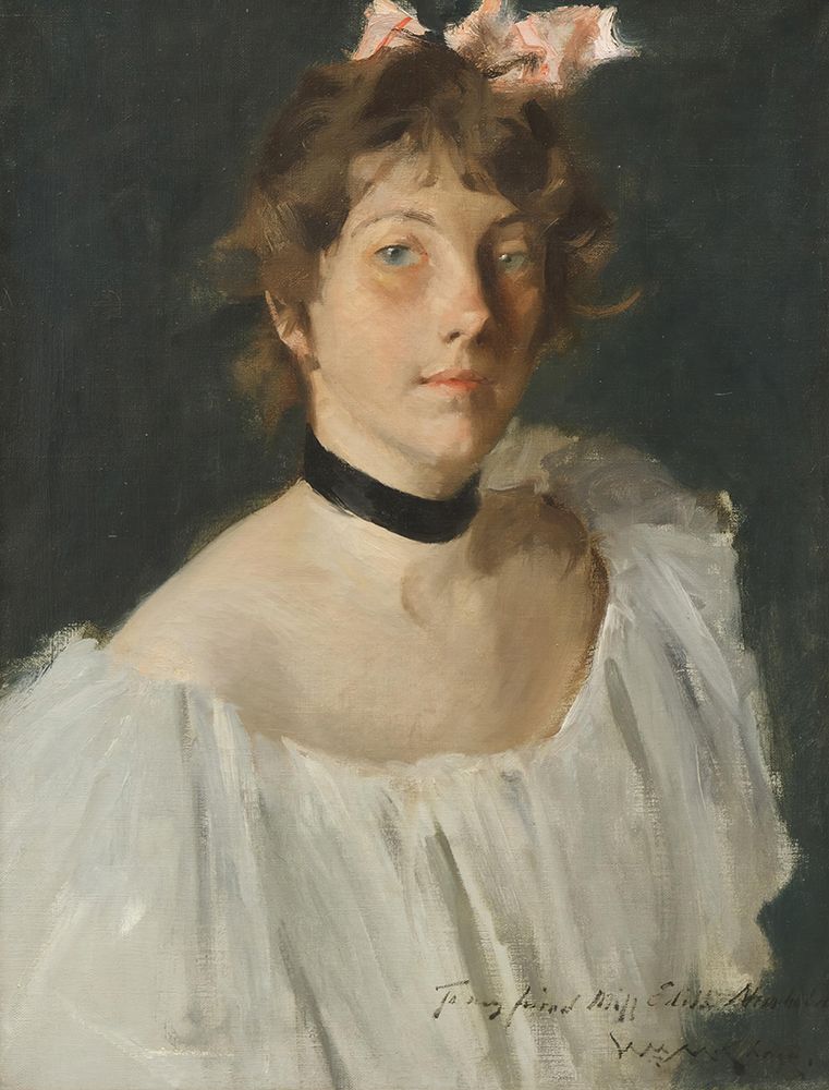 Wall Art Painting id:746197, Name: Portrait of a Lady in a White Dress 1892, Artist: Chase, William Merritt