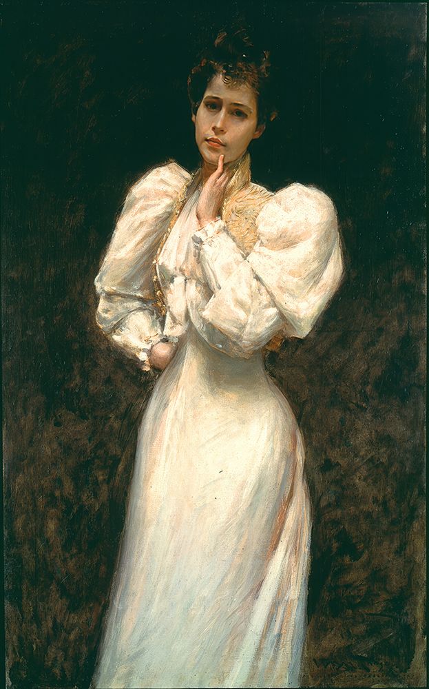 Wall Art Painting id:746205, Name: Portrait of Miss L. Angelica Hamilton Lawrence 1892, Artist: Chase, William Merritt