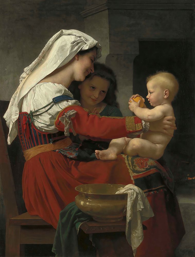 Wall Art Painting id:746375, Name: Maternal Admiration, the Bath 1869, Artist: Bouguereau, William-Adolphe