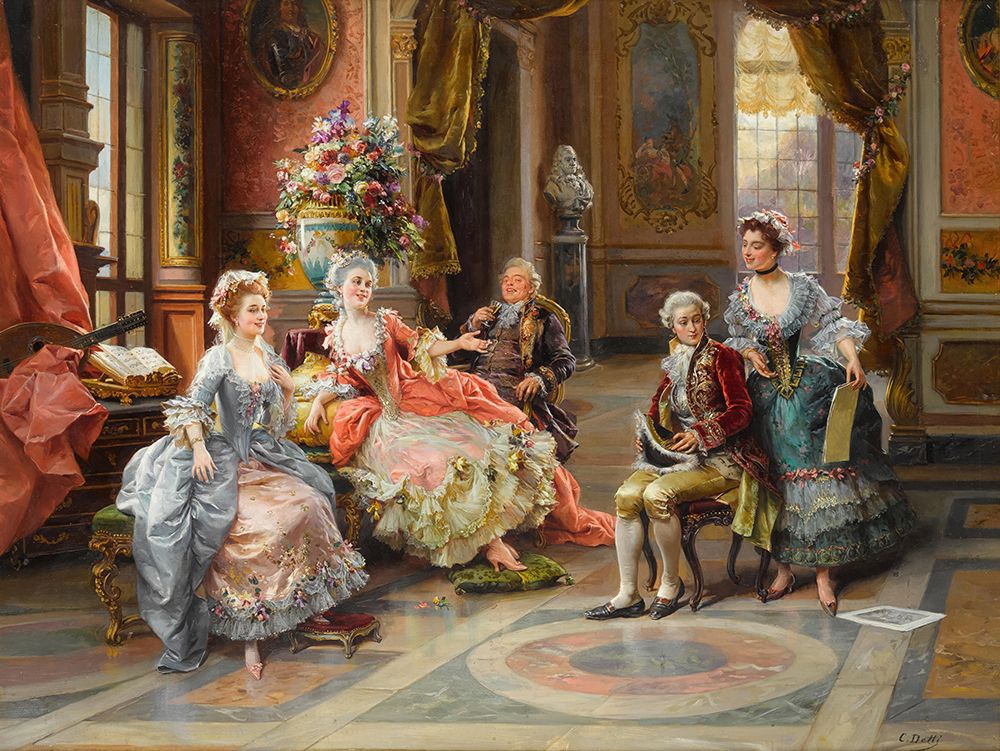 Wall Art Painting id:749818, Name: An Elegant Gathering, Artist: Detti, Cesare Agostino