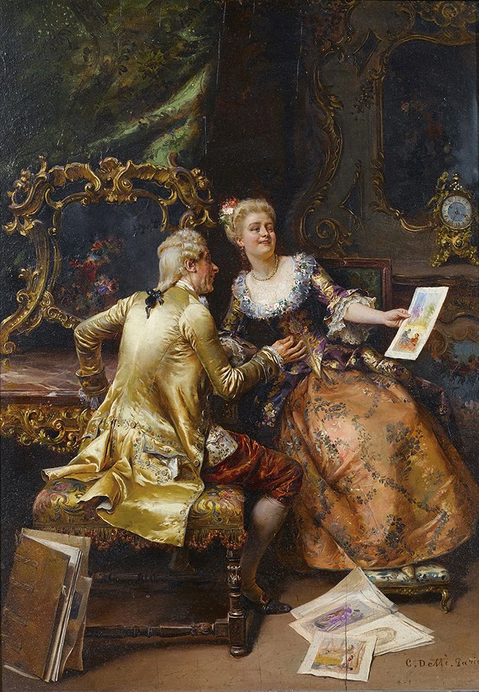 Wall Art Painting id:749823, Name: Her Drawing Masters Critique 1896, Artist: Detti, Cesare Agostino