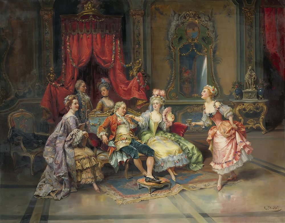 Wall Art Painting id:749825, Name: Louis XV in the Throne Room, Artist: Detti, Cesare Agostino