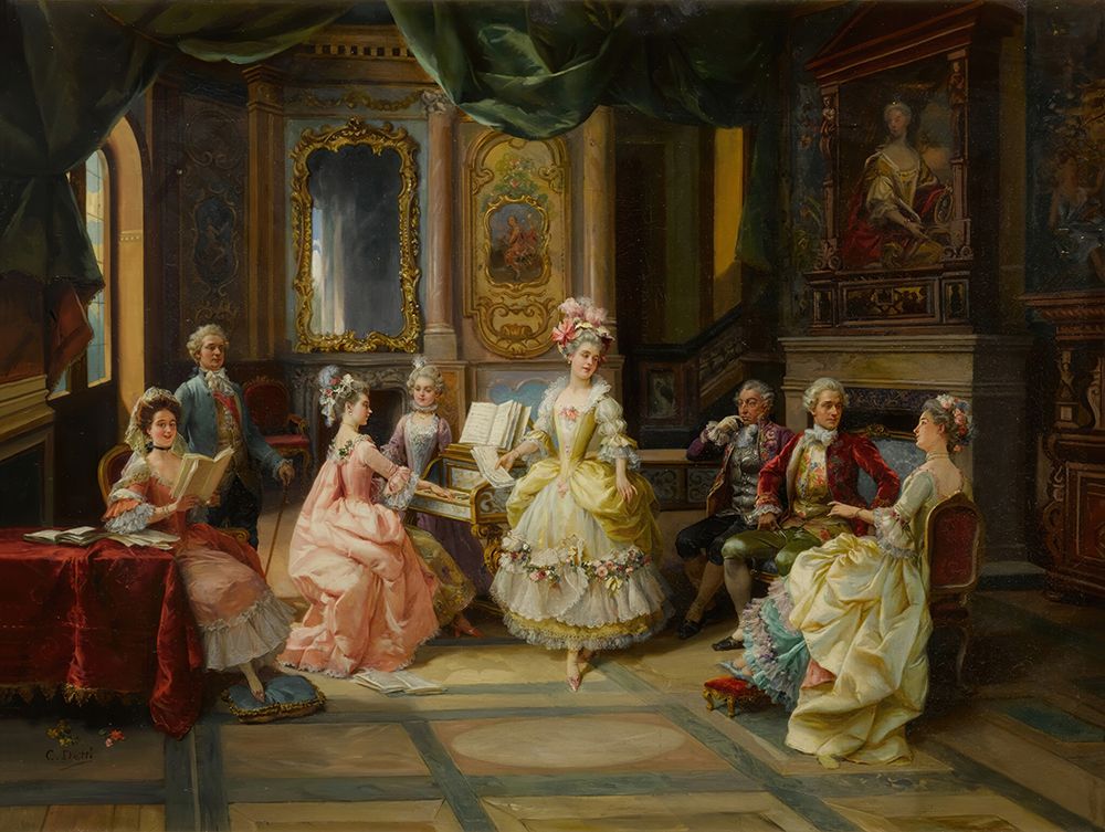 Wall Art Painting id:749827, Name: Music in the Parlor, Artist: Detti, Cesare Agostino