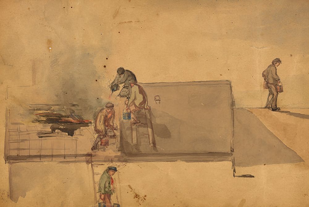 Wall Art Painting id:750014, Name: A Fire at Pomfret 1849, Artist: Whistler, James McNeill