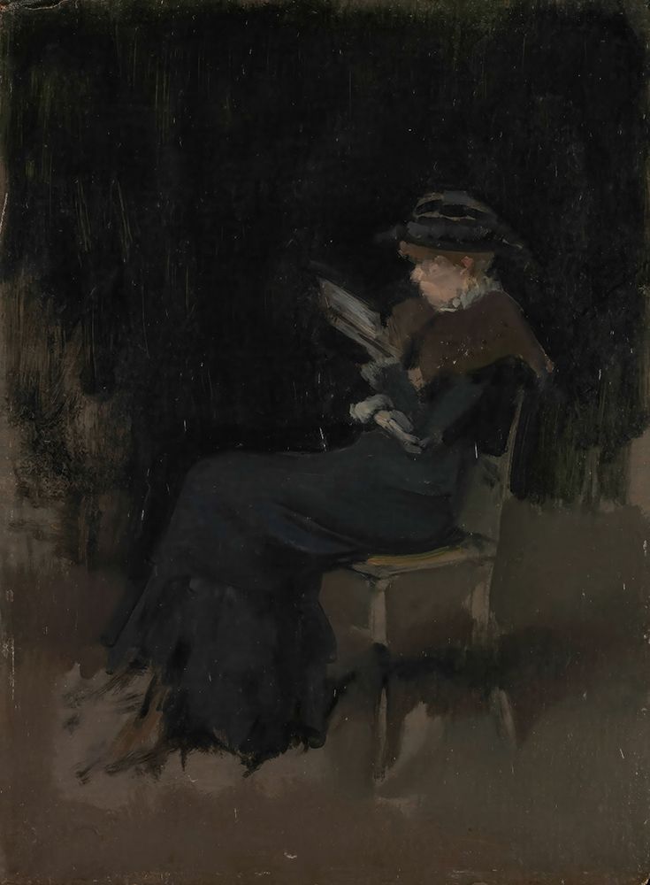 Wall Art Painting id:750027, Name: Arrangement in Black Girl Reading ca 1880, Artist: Whistler, James McNeill