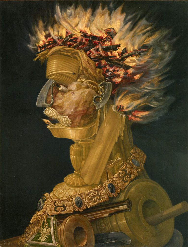 Wall Art Painting id:763754, Name: Fire 1566, Artist: Arcimboldo, Giuseppe