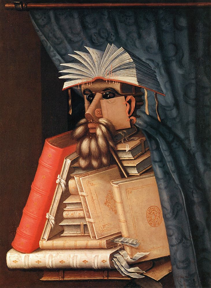 Wall Art Painting id:763770, Name: The Librarian 1566, Artist: Arcimboldo, Giuseppe