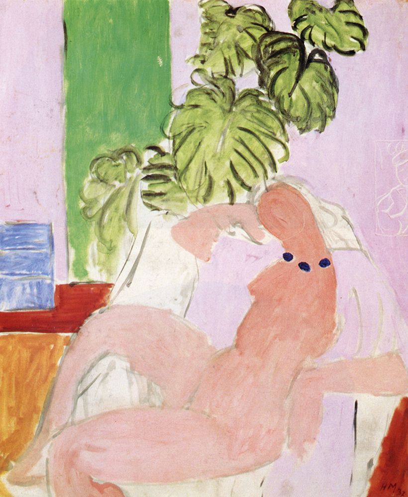 Wall Art Painting id:764500, Name: Nude in Chair, Green Plants 1937, Artist: Matisse, Henri