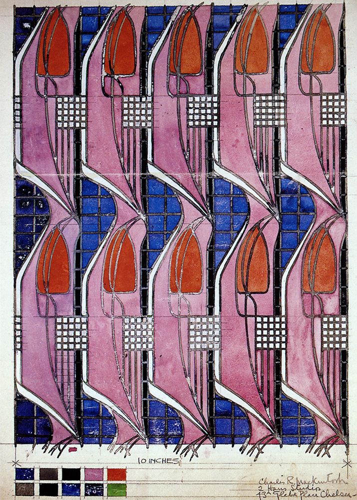 Wall Art Painting id:764627, Name: Stylised Plant and Lattice ca 1915, Artist: Mackintosh, Charles Rennie