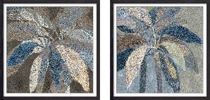 Set of wall art painting,Golden Blue Palms