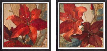 Set of wall art painting,Crimson Fleurish