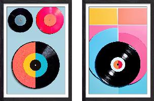 Set of wall art painting,Vintage Vinyl Vibes 1