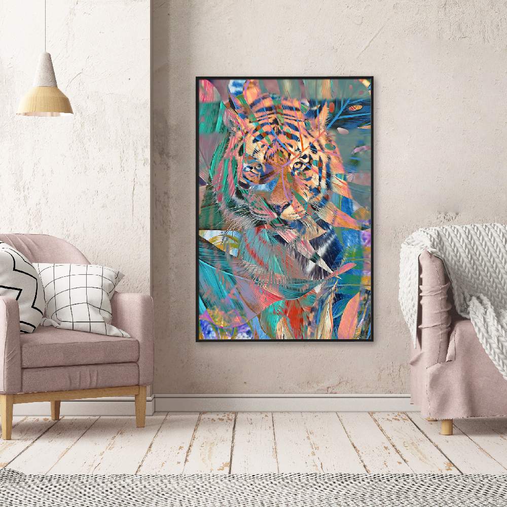Set of wall art painting,Colorful Tiger