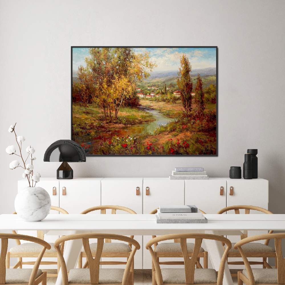 Set of wall art painting,Villas On the River