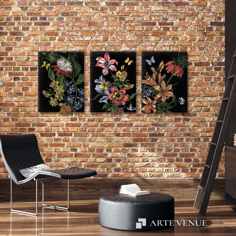 Set of wall art painting,Dark Floral 
