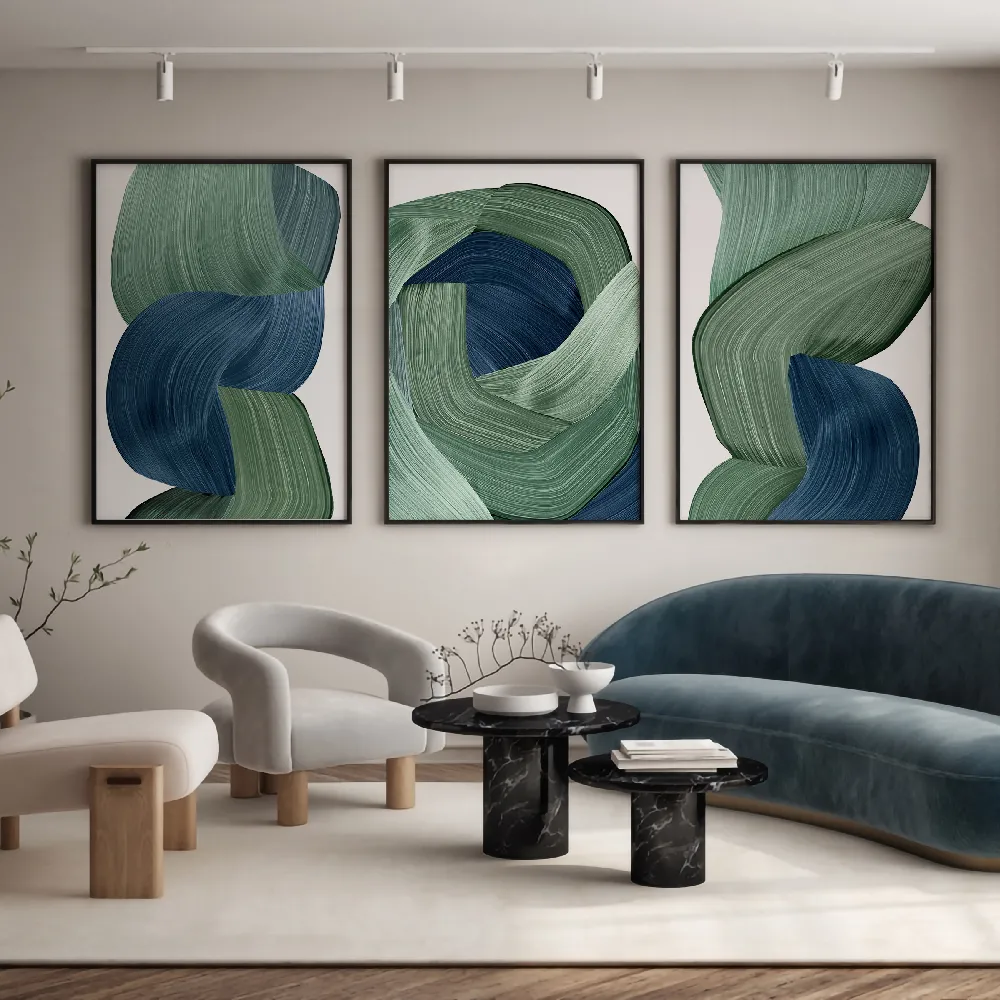 Set of wall art painting,Harmonious Green 