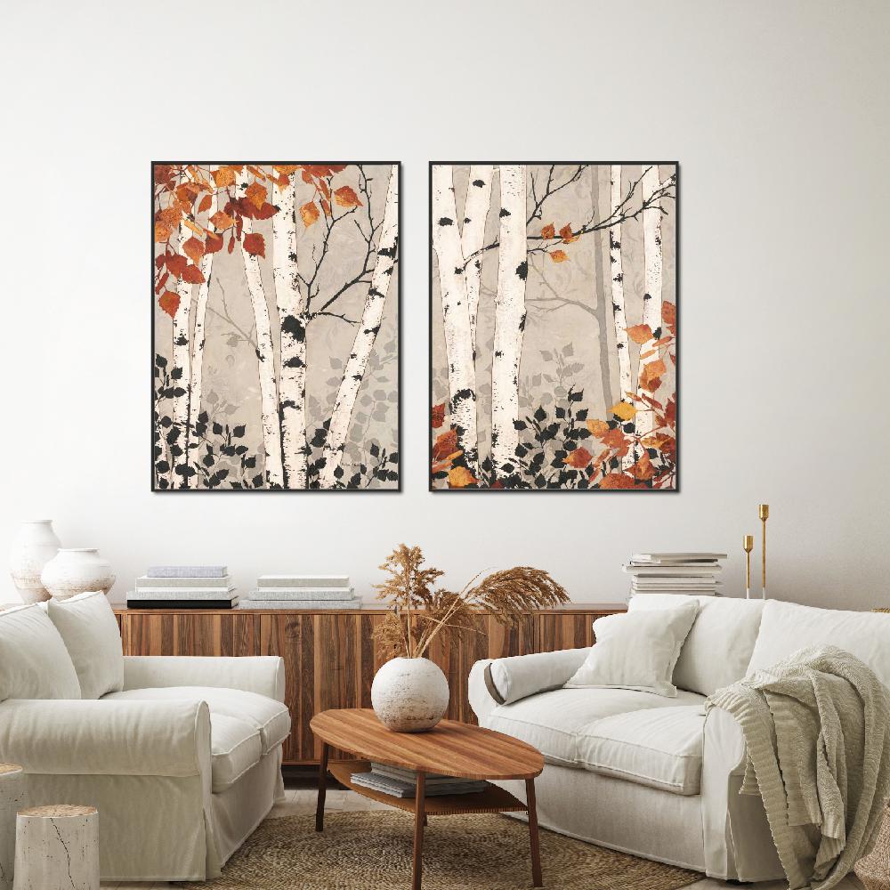 Set of wall art painting,Birch Tapestry 