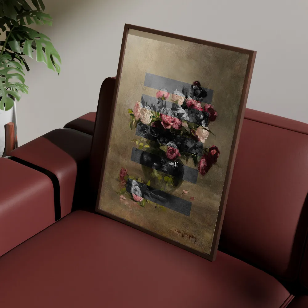 Set of wall art painting,Bouquet of Vintage Oil Painting Flowers