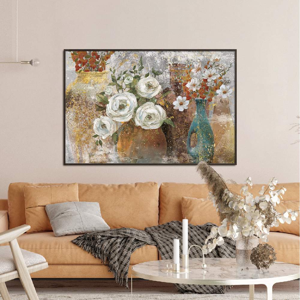 Set of wall art painting,Vessels and Blooms Spice
