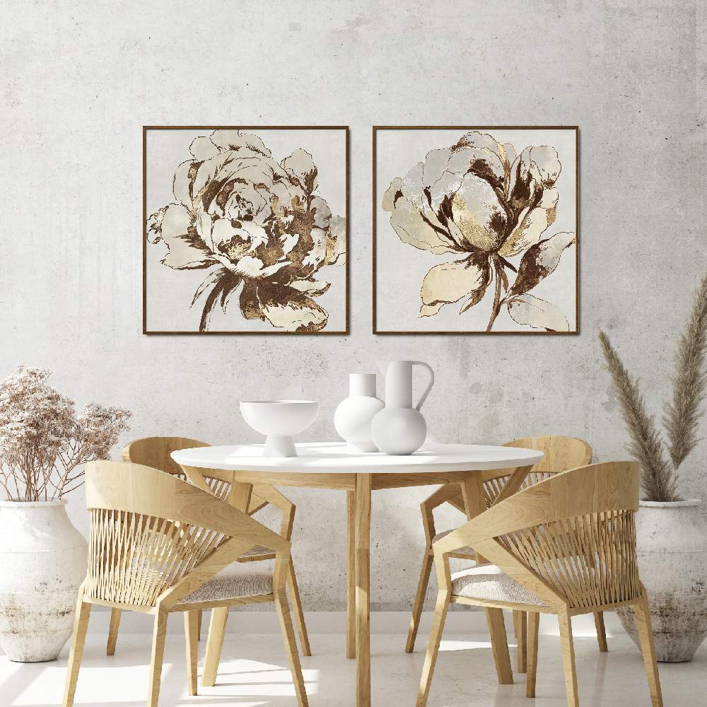 Set of wall art painting,Golden Flower