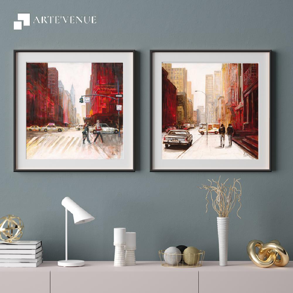 Set of wall art painting,Dissolving Red City