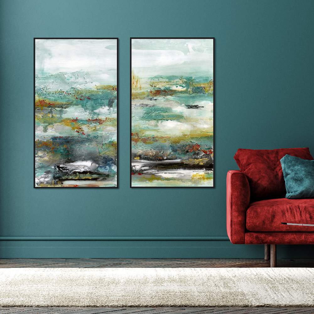 Set of wall art painting,Emerald Abstract