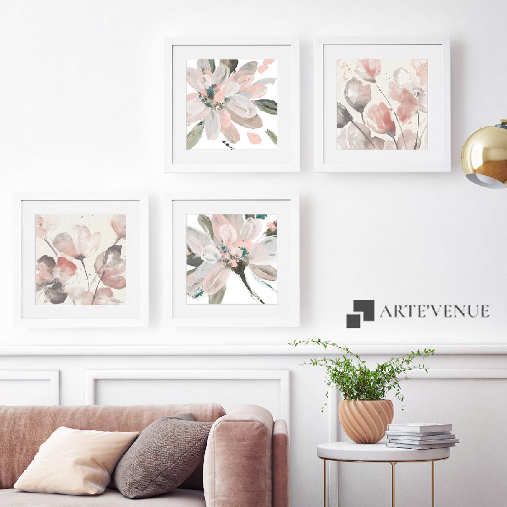 Set of wall art painting,Neutral Pink Floral 