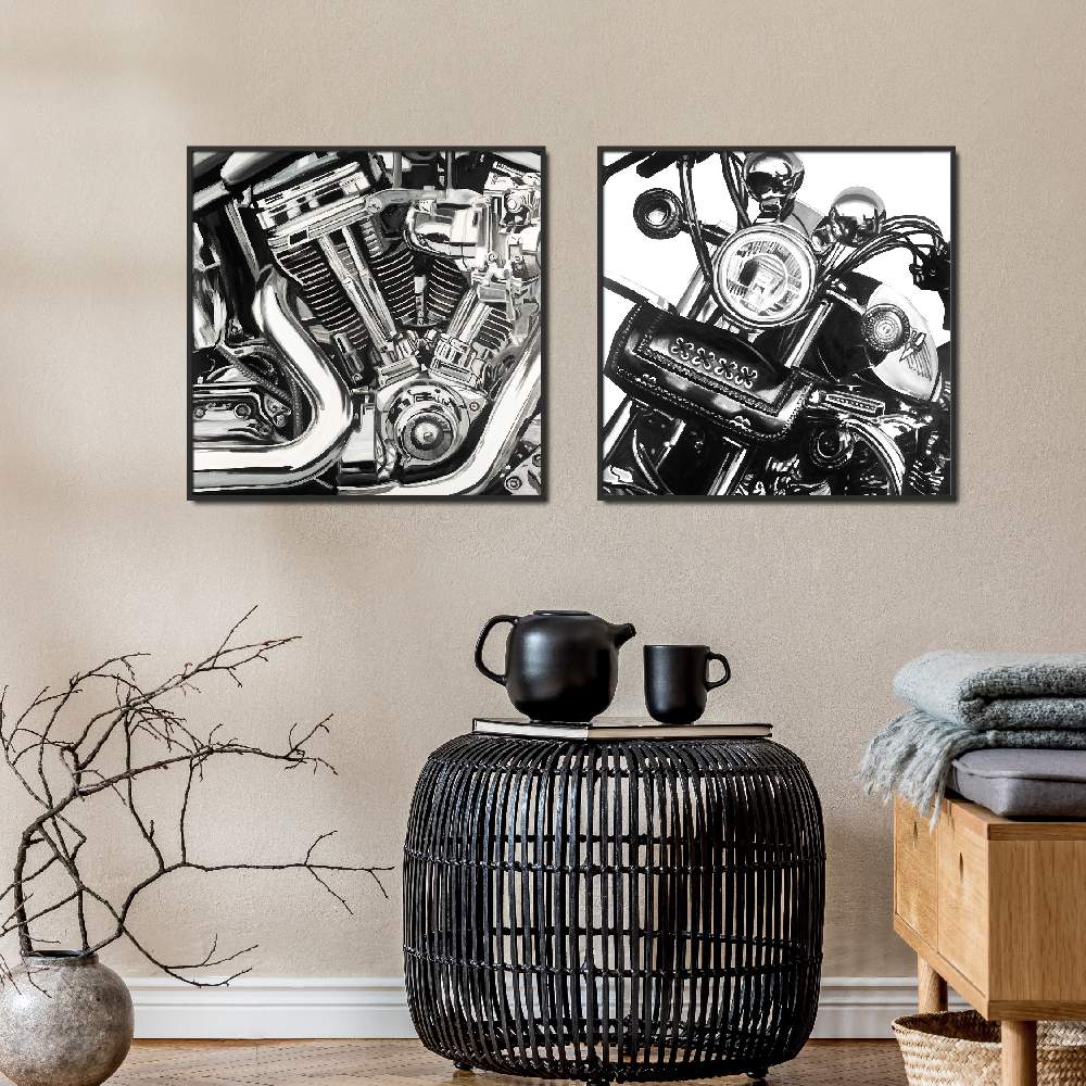 Set of wall art painting,Motorcycle