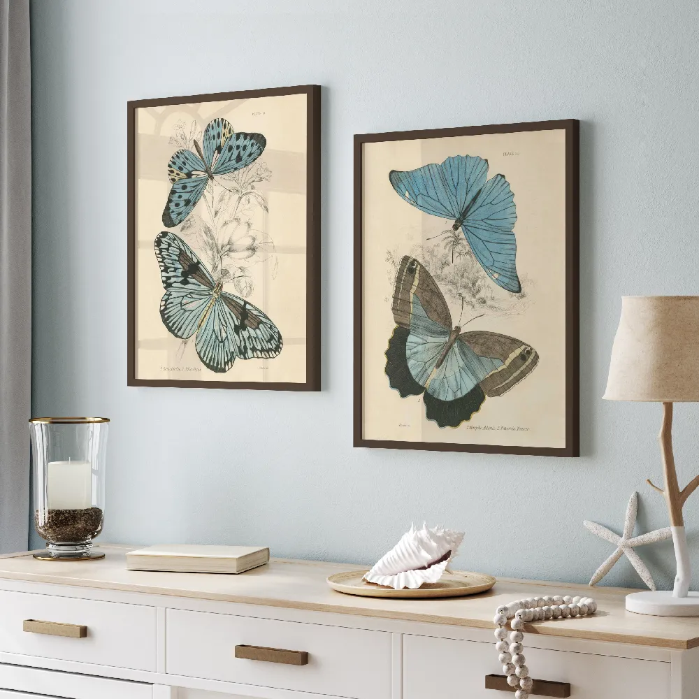 Set of wall art painting,Assortment Butterflies