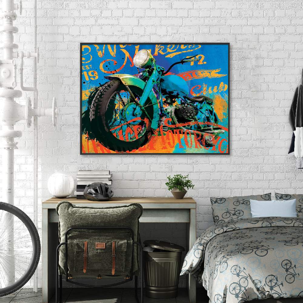 Set of wall art painting,Vintage Bike