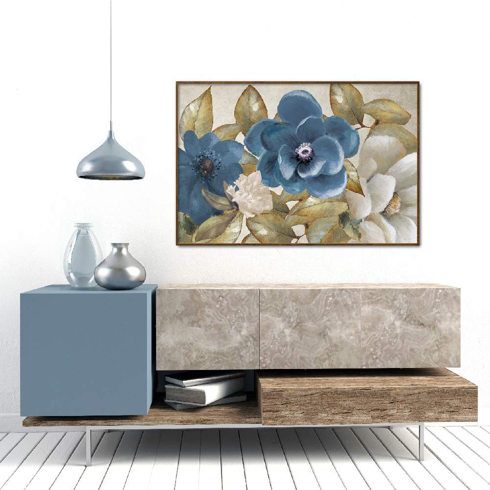Set of wall art painting,Russio Blue Magnolias