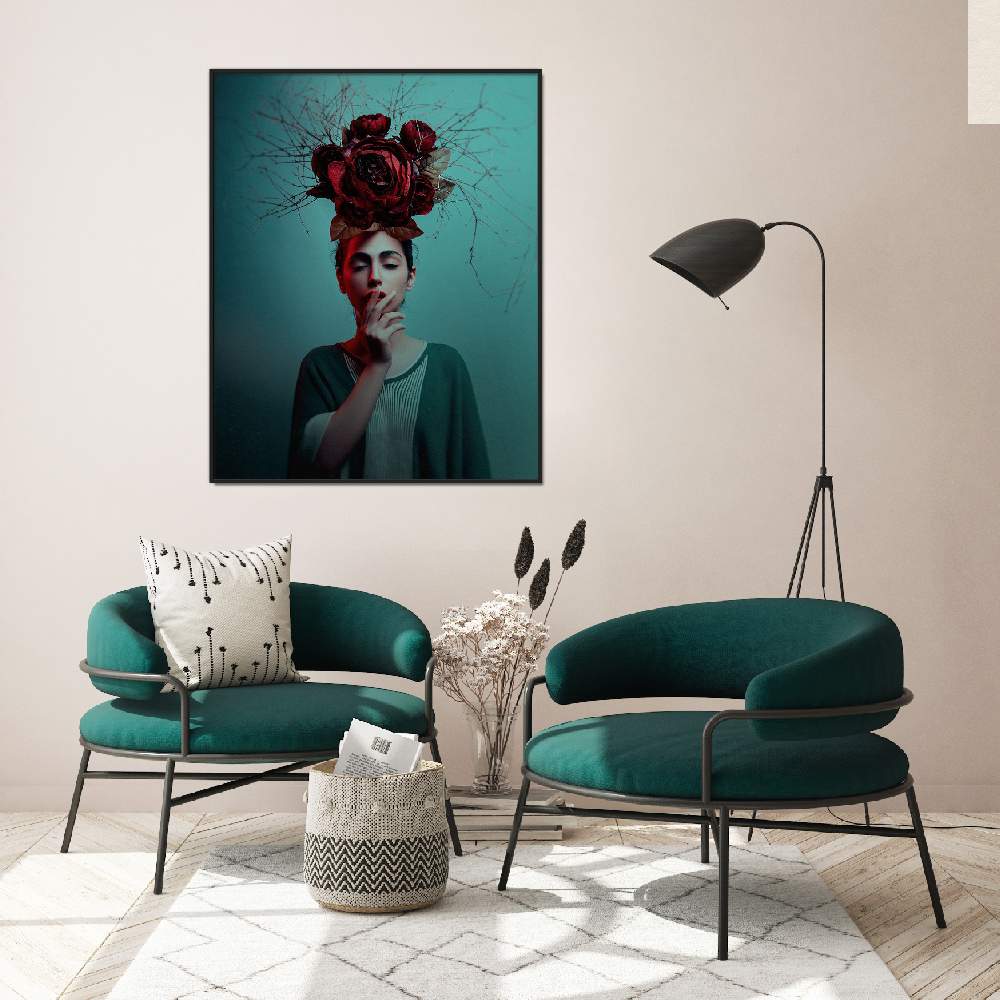Set of wall art painting,Emerald Rose