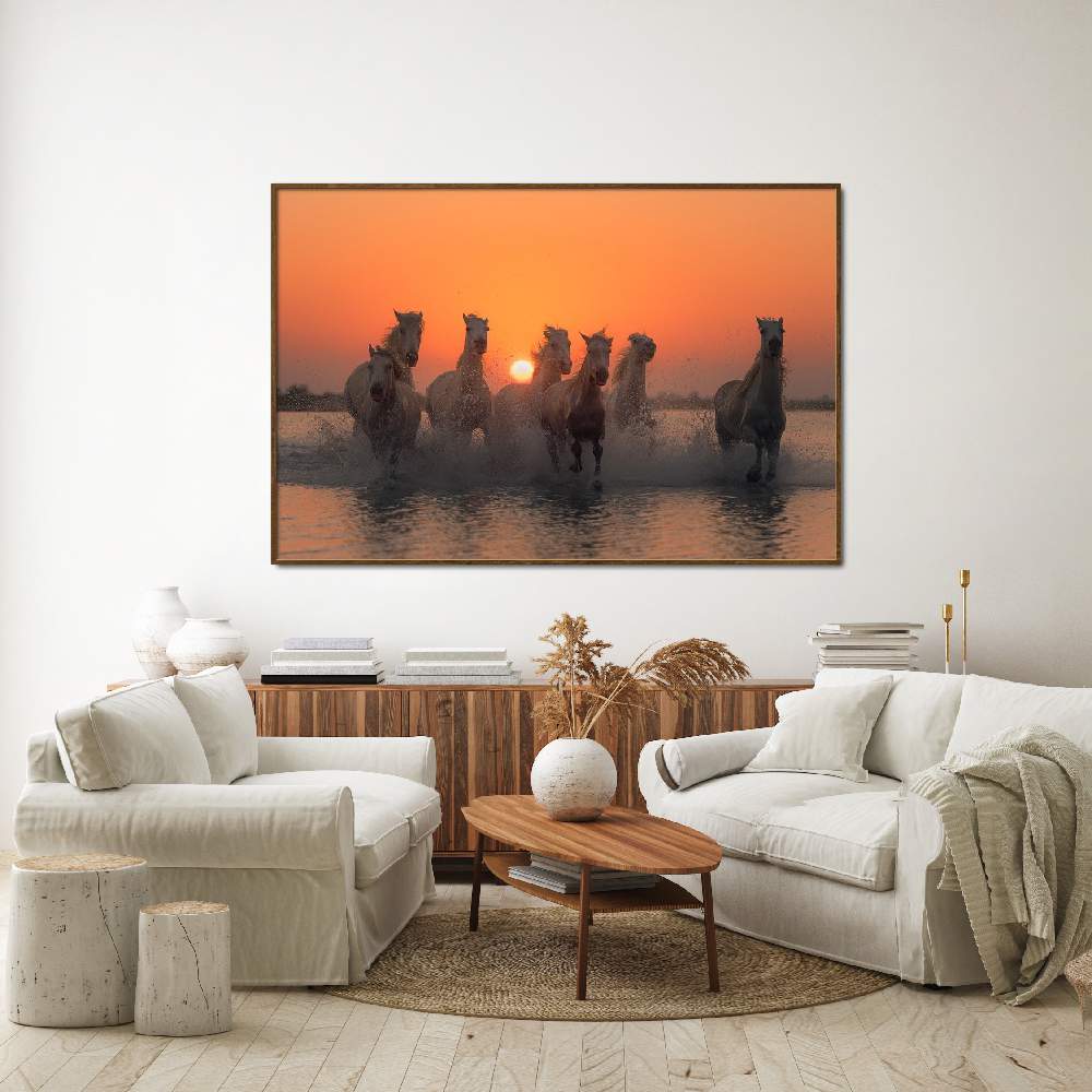 Set of wall art painting,Sunset in Camargue