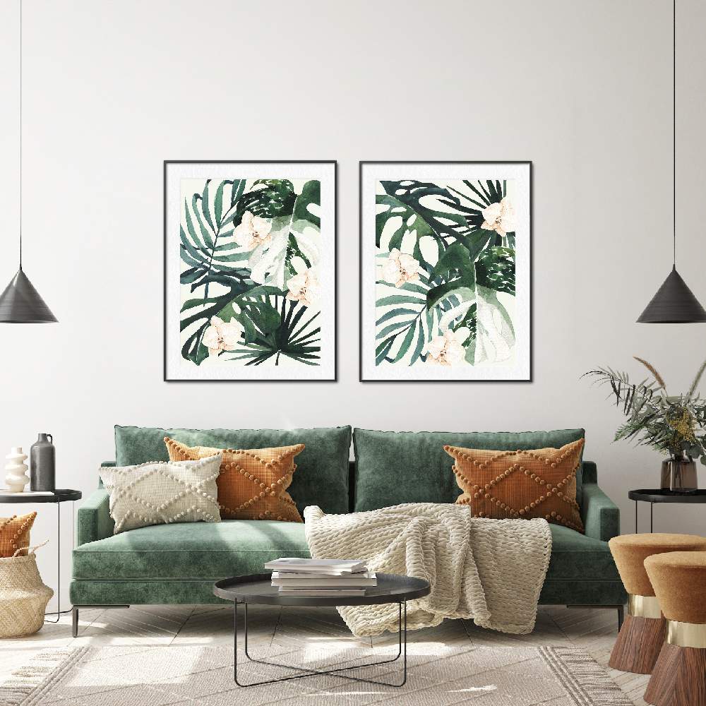 Set of wall art painting,Tropical Leaves