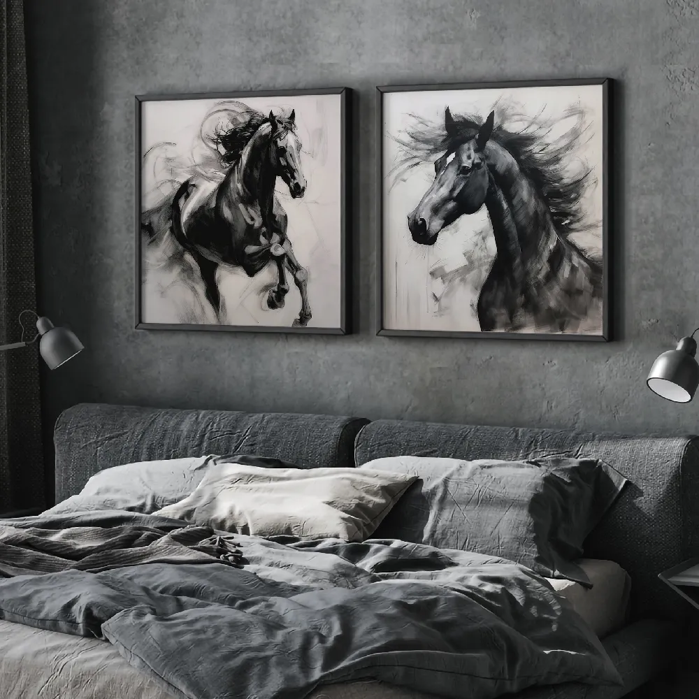 Set of wall art painting,Horse in Expression