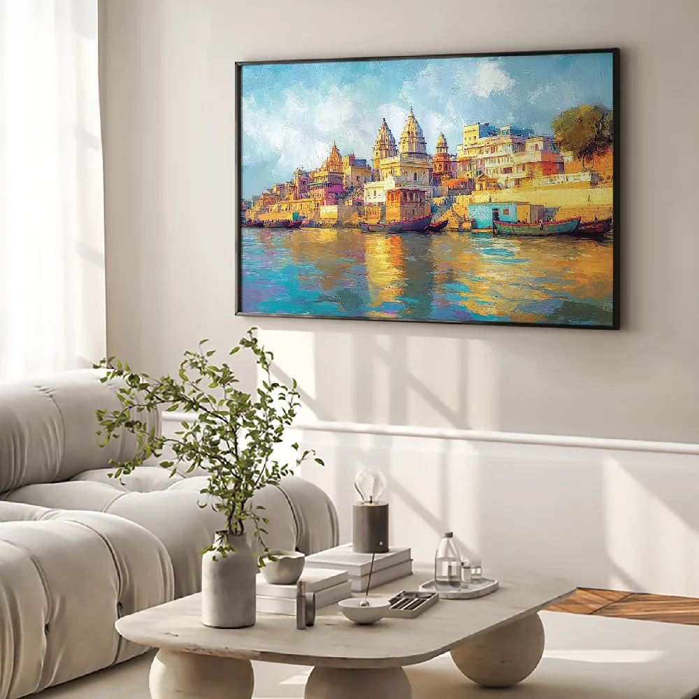 Set of wall art painting,Banaras Ghat POD1579