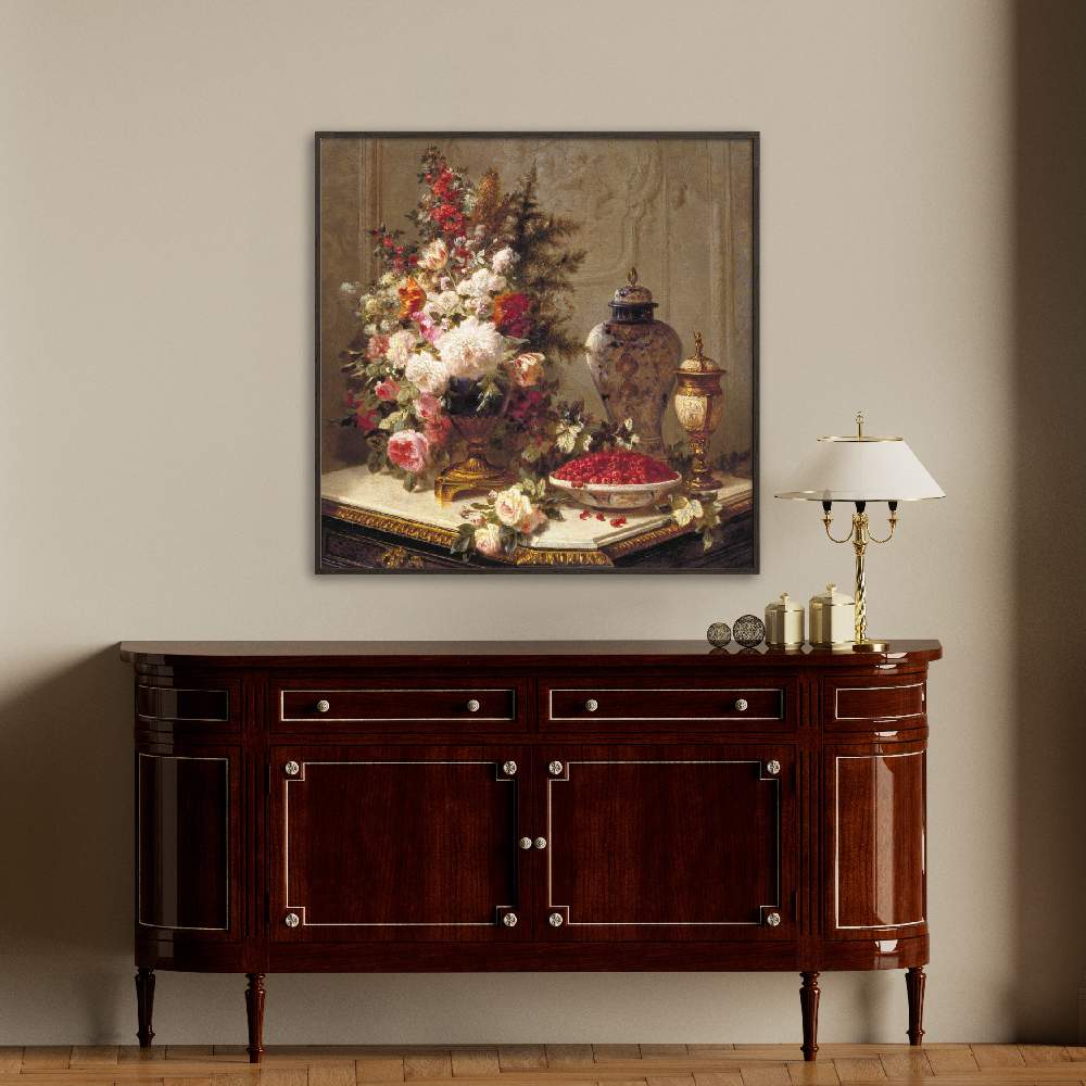 Set of wall art painting,Floral composition on a table