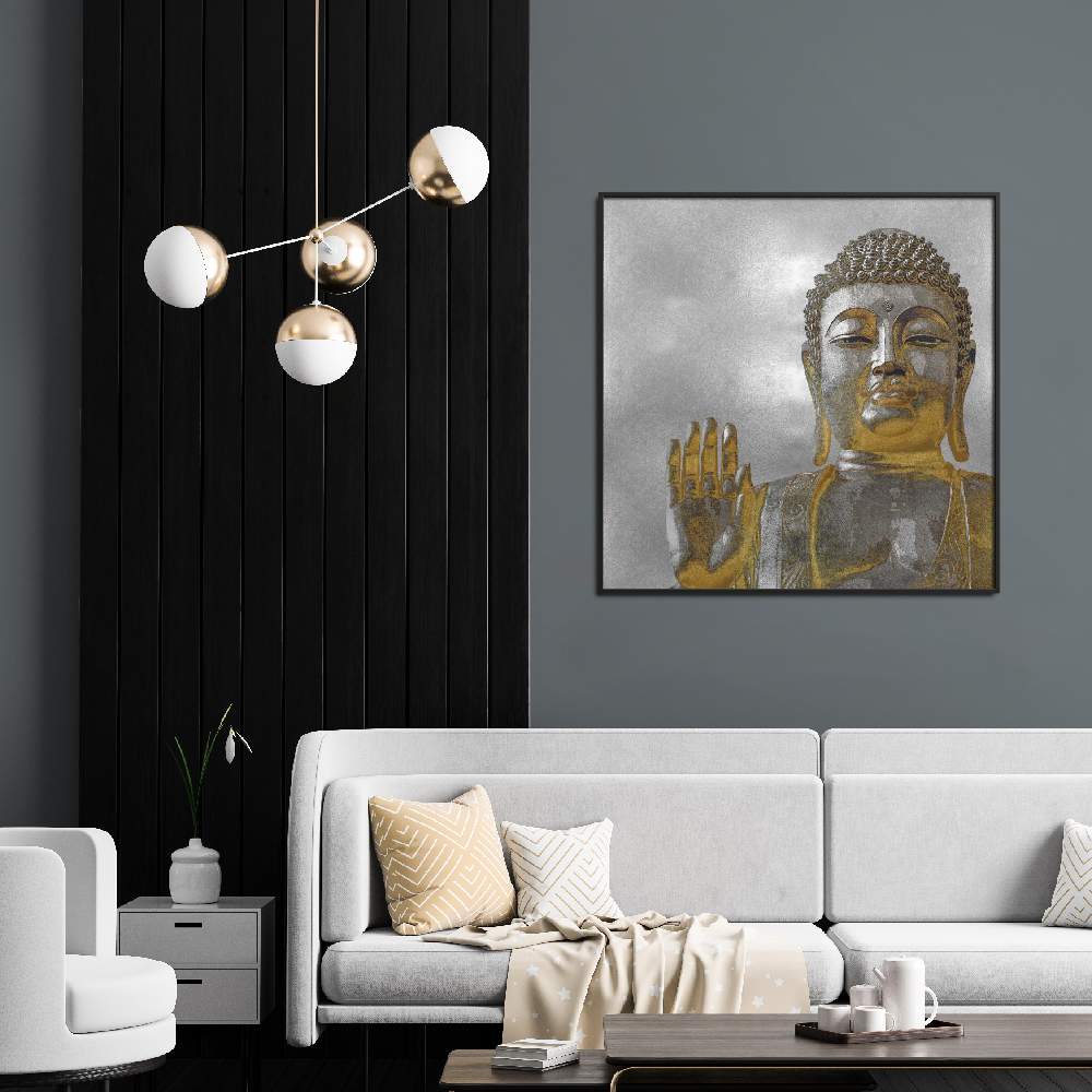 Set of wall art painting,Silver and Gold Buddha