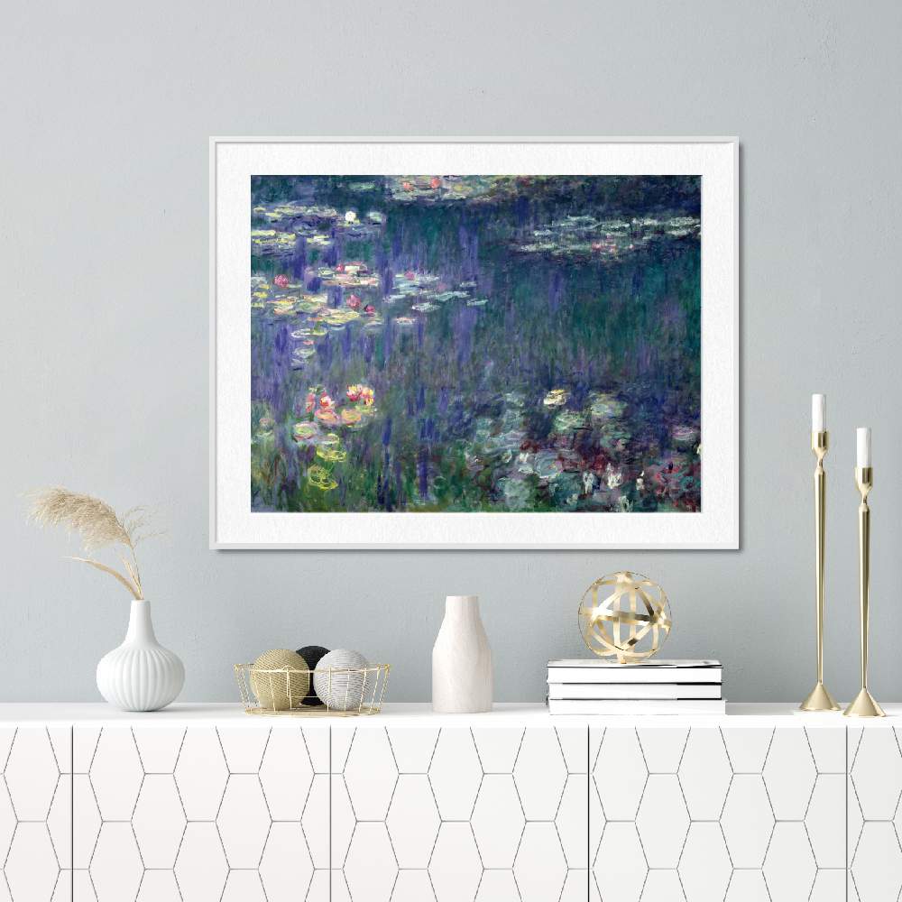 Set of wall art painting,Waterlilies- Green Reflections
