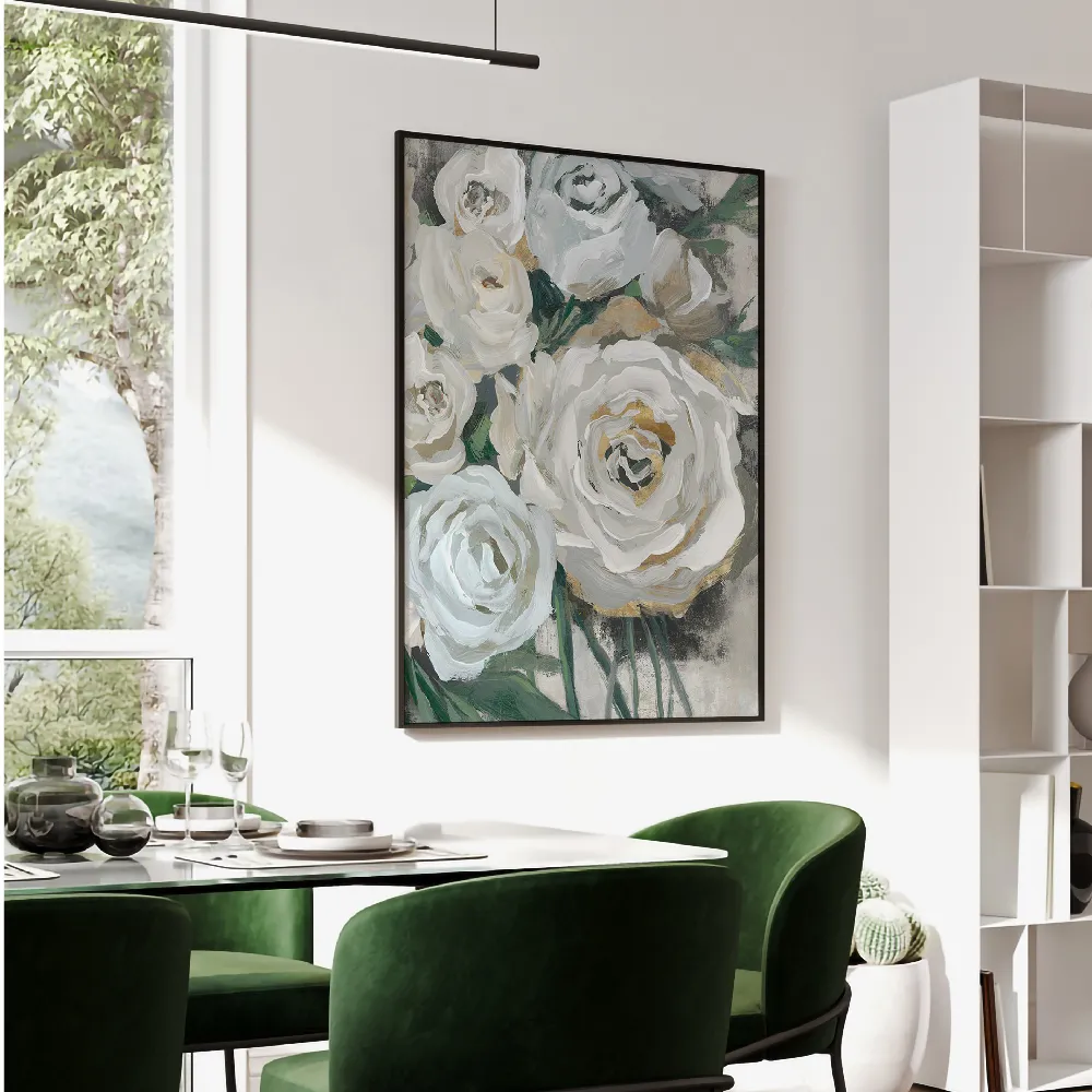 Set of wall art painting,White Bouquet of Florals