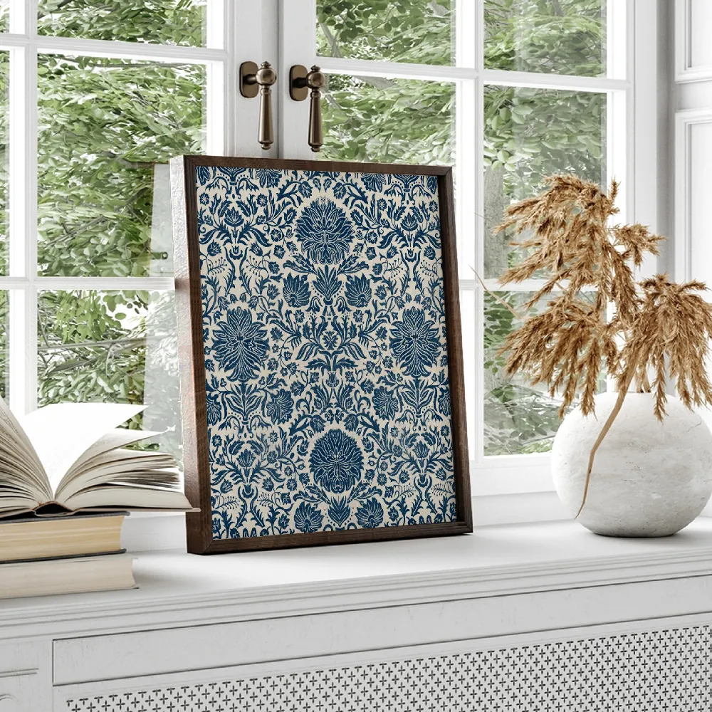 Set of wall art painting,Baroque Tapestry in Navy 
