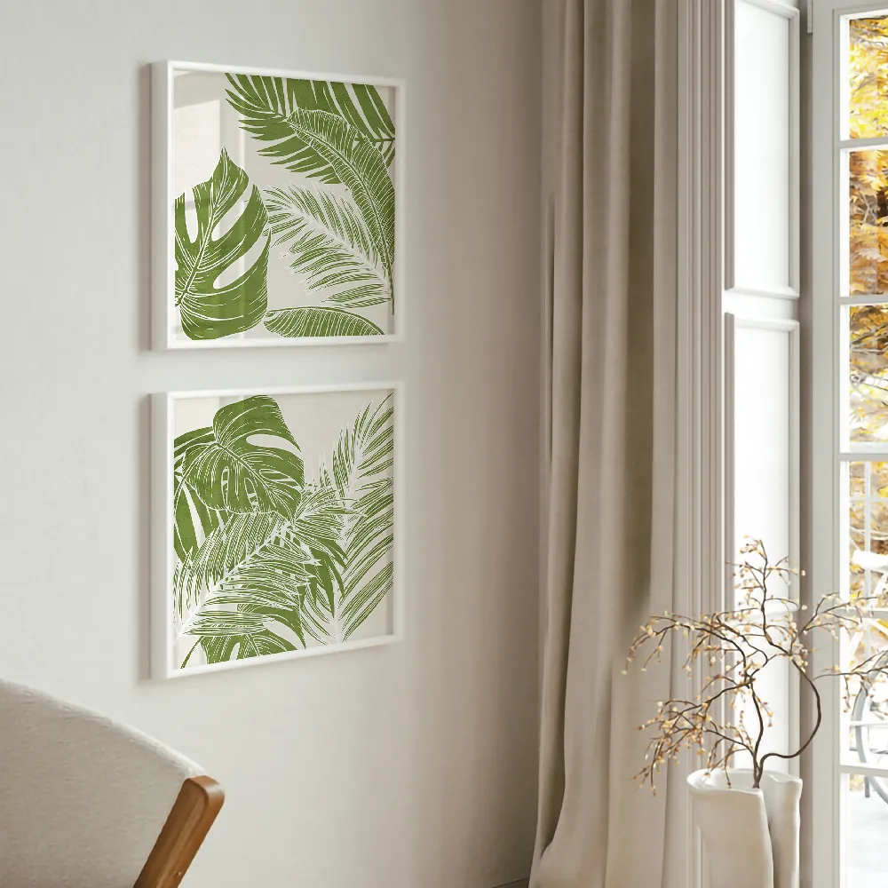 Set of wall art painting,Overlapping Palms 1