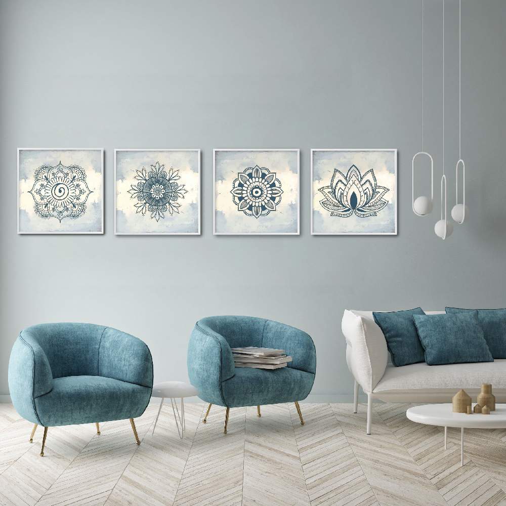 Set of wall art painting,Henna Square 