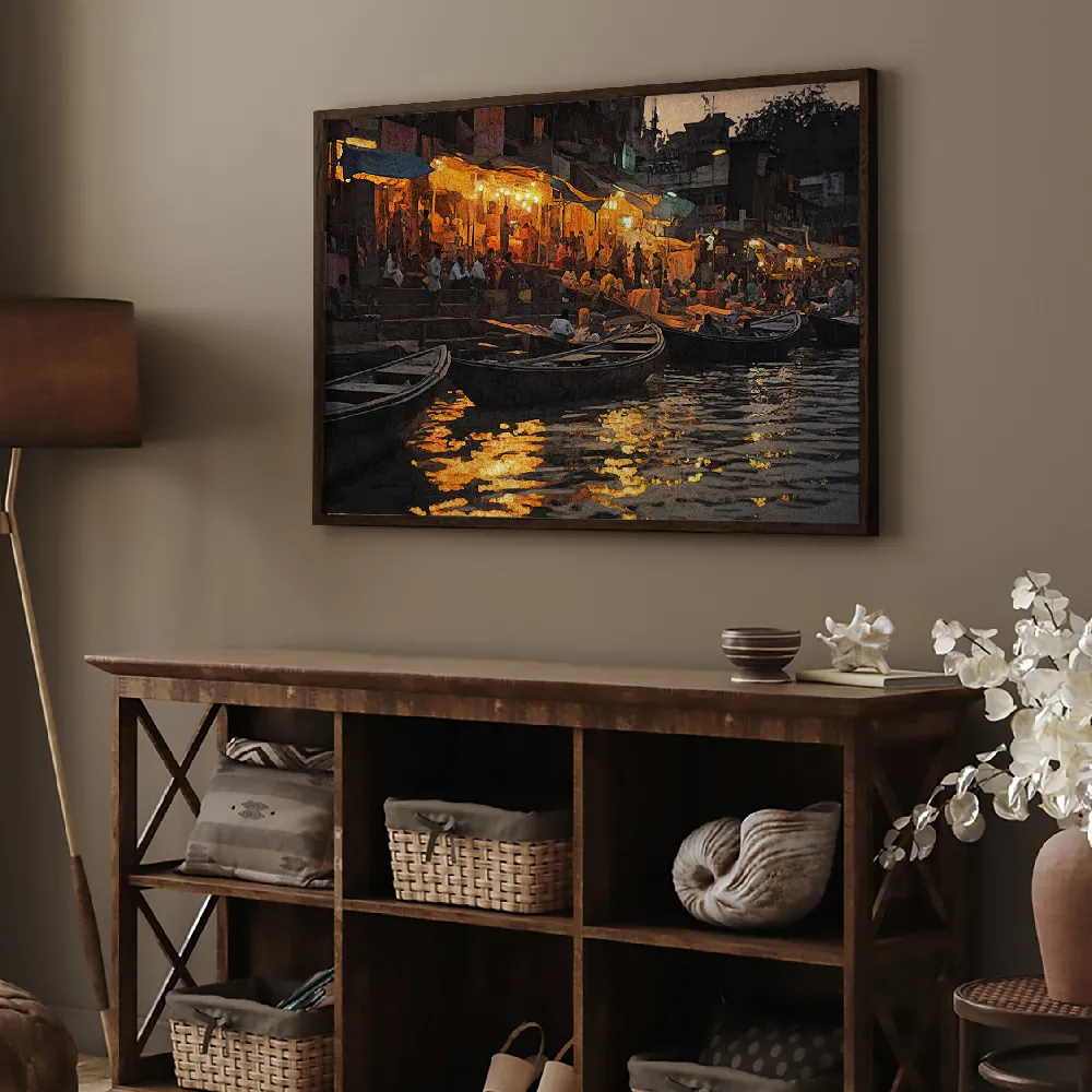 Set of wall art painting,Banaras Ghat