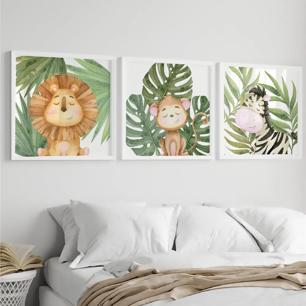 Set of wall art painting,Goodnight Jungle 