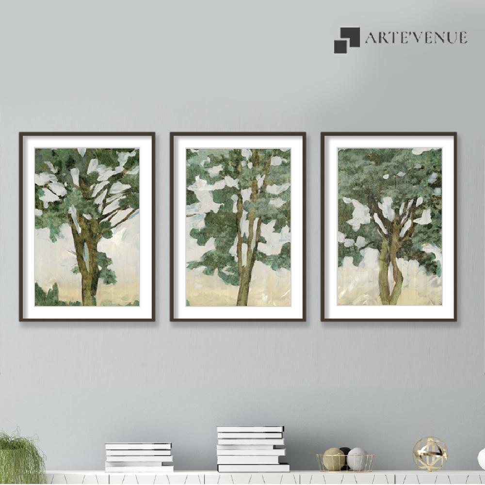 Set of wall art painting,Green Tree Line 