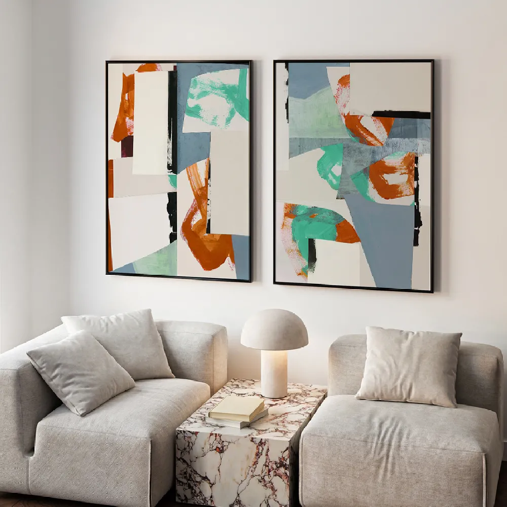 Set of wall art painting,New Neutral Blue 